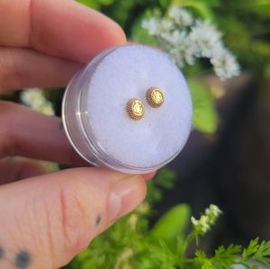 18k Yellow Gold "Hera"Hammered-Center Threadless Press-Fit Ends
